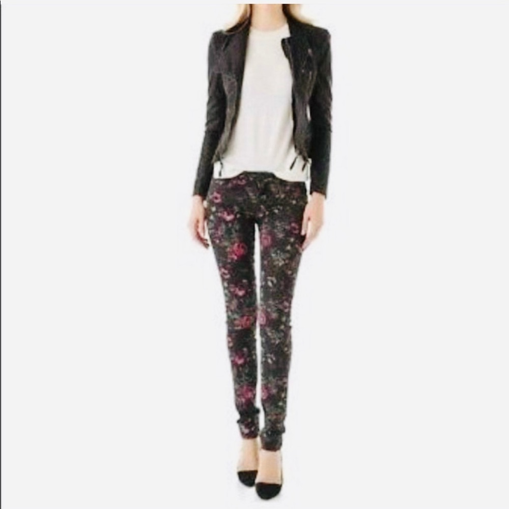 Joe’s Jeans Black Floral print Skinny Jeans Sz 27